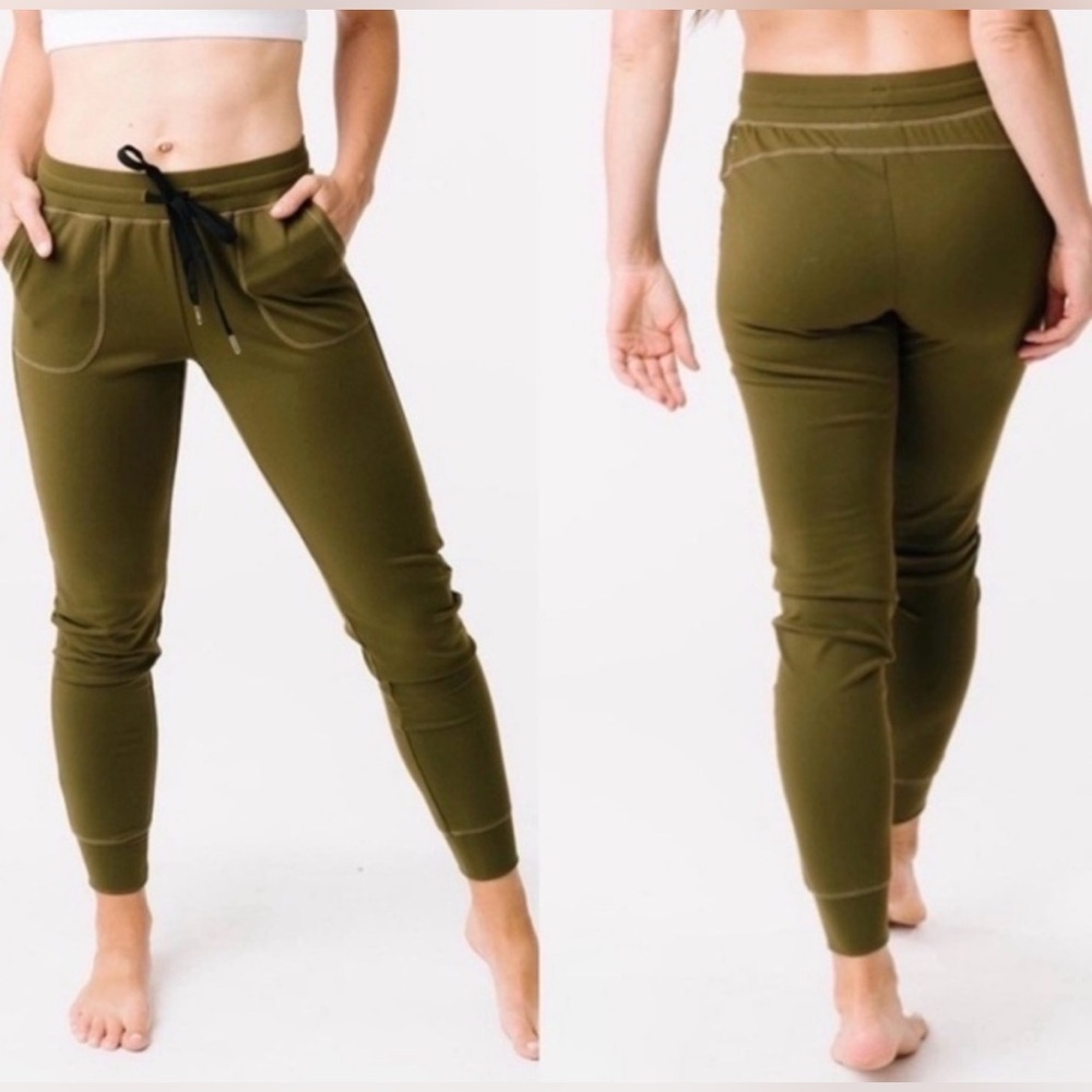 Zyia Active Unwind Joggers Olive Green Jogger Pants Size XS
